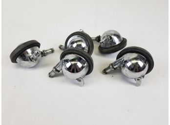 5 Vintage Shepard Locking Casters Chrome, Rare