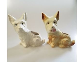 Vintage Small Scottie Dog Ceramic Planters