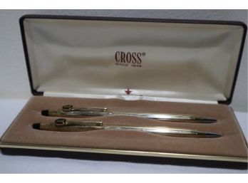 Cross 10K Gold Filled Pen And Pencil Set Electroplated Emblem