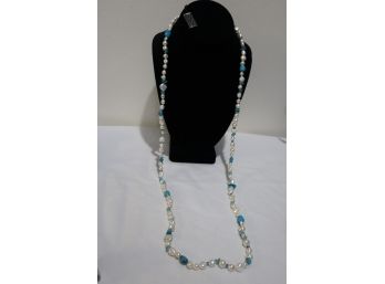 Honora Collection 925 Sterling Silver Clasp With Pearls, Turquoise And Blue Stones Necklace