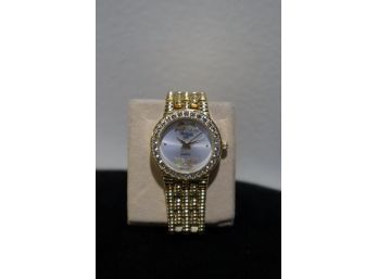 Black Hills Gold Quartz Gold Tone With Rhinestones Watch Untested