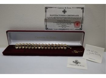 Camrose & Kross Gold Tone With Root Beer Colored And Clear Rhinestones Bracelet With Extension