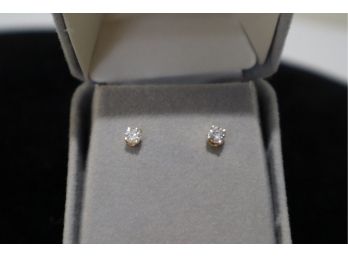 (2) 14K Gold With Diamond Earrings Different Sizes And Settings Tested