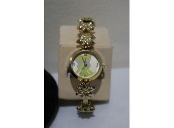 Disney Tinkerbell Watch Gold Tone Water Resistant (Untested)