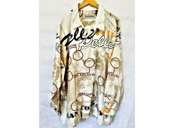 Men's Vintage Pelle Pelle All Over Print Long Sleeve Button Front Shirt XXL