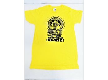 Women's Vintage 80's Crazy Eddie Electronics Single Stitch Yellow T-Shirt - Size Med