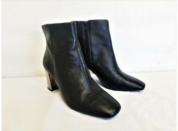 Women's Nine West Black Chunky Silver Heel Ankle Boots - Size 10M