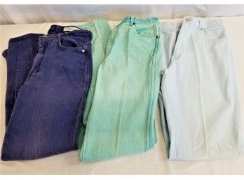 Three Pairs Women's 1980's Gloria Vanderbilt Colored Jeans - Sizes 10L & 12L