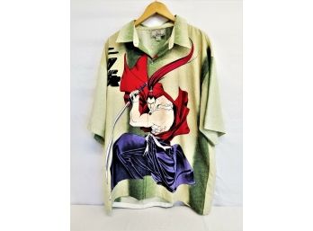 Rare Anime Men's Clench 701 Jeans Co. Graphic Button Up Shirt - Size 2XL