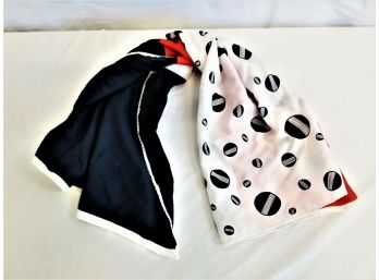 Mid Century Modern Vera Red, Black & White Polyester Scarf - Made In Japan