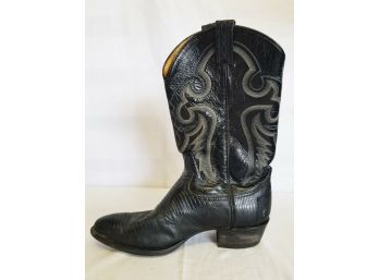 Men's Vintage Tony Lama Black Leather Cowboy Boots #Y8172 Size 10.5