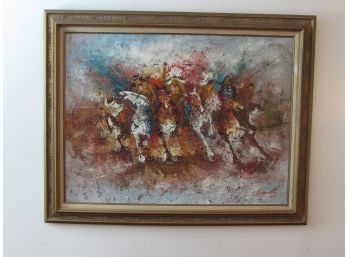 Barton Oil On Canvas Depicting Racing Horses