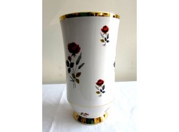 Tall Floral And Gilt Decorated Porcelain Vase