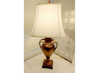 Pretty Urn Form Table Lamp With Nice Silk Fabric Shade