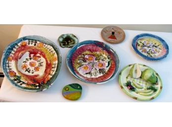 Miscellaneous Ceramic Plates Including A Bella Casa Pear Plate
