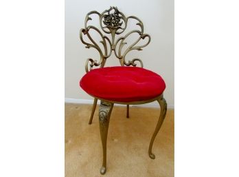 Pretty Gold Painted Cast Iron Side Chair