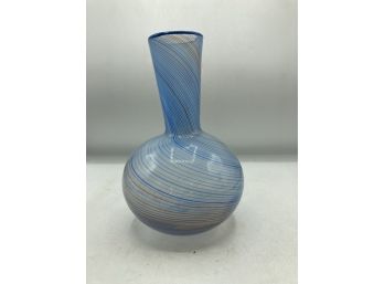 Blue Swirl Dansk Long Neck Vase