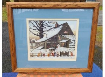 Barn Print, Signed, Professionally Framed, Staining On Back Does Not Go Thru!