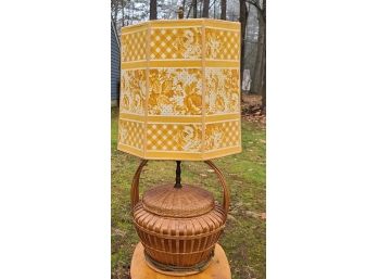 Vintage Basket Lamp W Original Shade, Tested