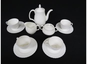 Adderley Bone China 'white Fife' Pattern Coffee Set For 4