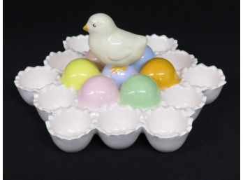 The Cutest Colorful Ceramic Easter Egg Figural Display Tray