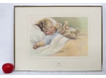 Bessie Pease Gutmann - Happy Dreams - Famous Print Of Sleeping Baby W/their Teddy Bear