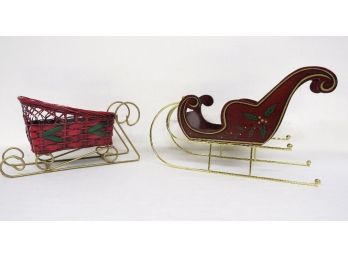 Two Christmas Winter Sleighs For Decoration Even Table Use