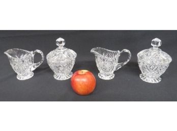 2 Matching Pairs Of Crystal Cream & Sugar Sets - Perfect For A Large Holiday Table
