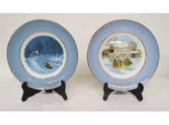 Pair Of Enoch Wedgwood 1976 & 1977 Avon Christmas Plates