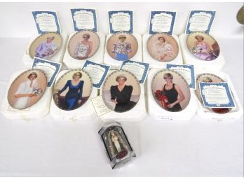 Collection Of 10 Princess Diana Commemorative Oval Plates By The Bradford Exchange W/COA's