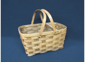 Wonderful Vintage Woven Splint Oak Basket Perfect For Holiday Decorating, Pinecones, Greens & More