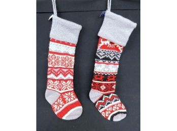 A Lovely Pair Of Knitted Wool Christmas Stockings By C And F Home - NWT