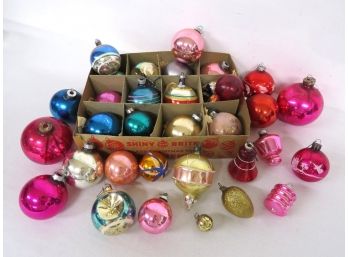 Vintage Lot Of Christmas Ornaments - Shiny Brites, Figurals & More