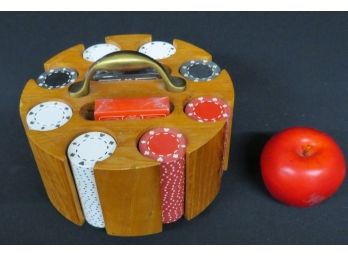 Do You Feel Lucky?? - Time To Play Poker W/this Wooden Vegas Style Chip Set & Cards