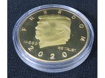 President Donald J. Trump 2020 Proof Gold Plated Dollar Size 2nd Amendment Coin