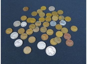 Mixed Lot Of US Wheat Cents, Buffalo Nickels, Steel Cents, Silver, Etc..
