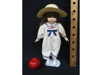 Very Cute Sailor Girl Dressed Doll W/sun Bonnet Hat