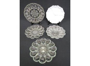 Mixed Lot Of 5 Different Deviled Egg & Divided Serving Plates - Perfect For The Holidays
