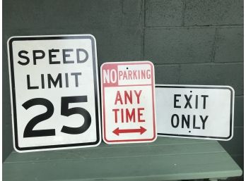 Three Metal Street Signs