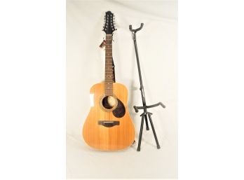 Greg Bennett Design By Samick- Acoustic 12 String- Mother Of Pearl Inlay - New Levy Strap- Stage Mate Stand