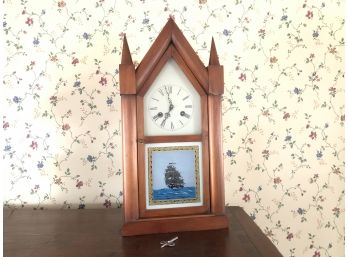 Vintage Handpainted Ship Mantel Clock