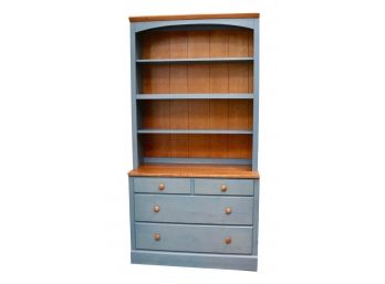 Ethan Allen Country Colors Denim And Wheat Dresser With Hutch