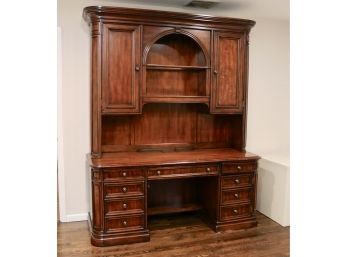 Stickley Sligh Wood Desk With Lighted Hutch
