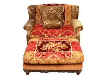 Large Oversized Chair, Ottoman And Pillows