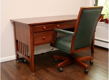 Ethan Allen Desk And Leather Desk Chair (Retail Price $1,768)