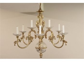 Ethan Allen Brass And Crystal Chandelier