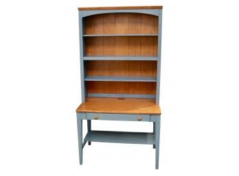 Ethan Allen Country Colors Denim And Wheat Desk With Hutch