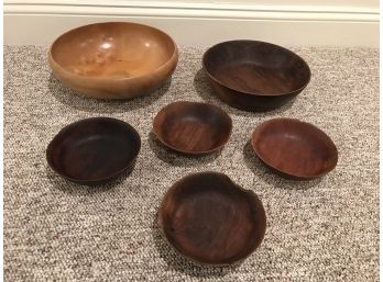 Hand Turned Wooden Bowls Signed Jim Adams