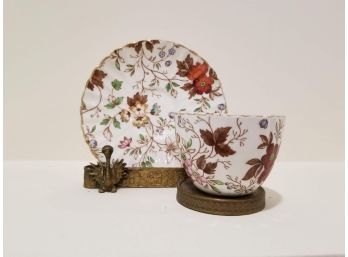 Radford's 'The Gatineau' Teacup & Saucer Set With Italian Brass Holders