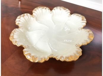 Vintage Lenox Scalloped Edge Dish Hand Decorated With 24k Gold